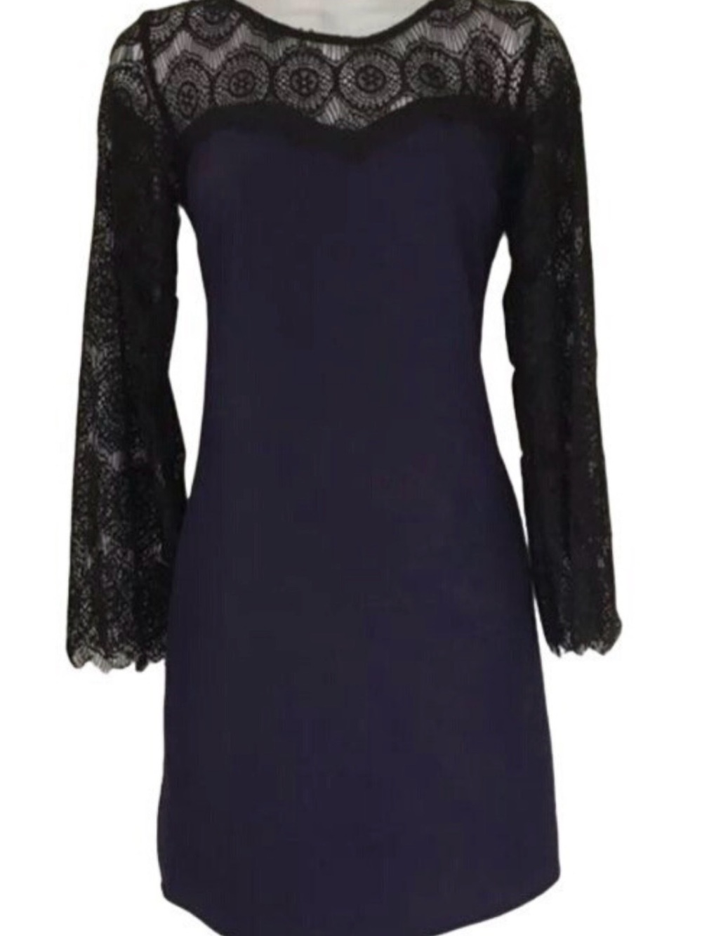Xhilaration Black Lace Yoke Shift Dress with Navy Body